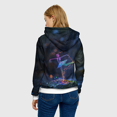 Женская толстовка Световые точки в форме балерины / 3D-Белый – фото 4