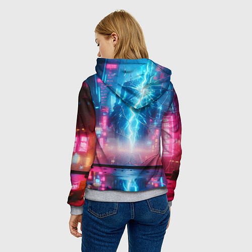 Женская толстовка Барби и дракон - киберпанк нейросеть / 3D-Меланж – фото 4