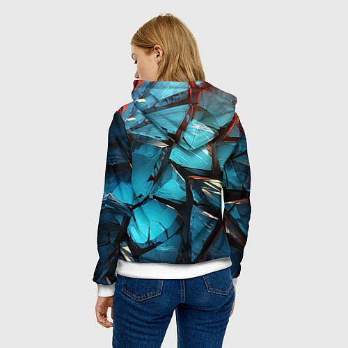 Женская толстовка Синие объемные плиты / 3D-Белый – фото 4