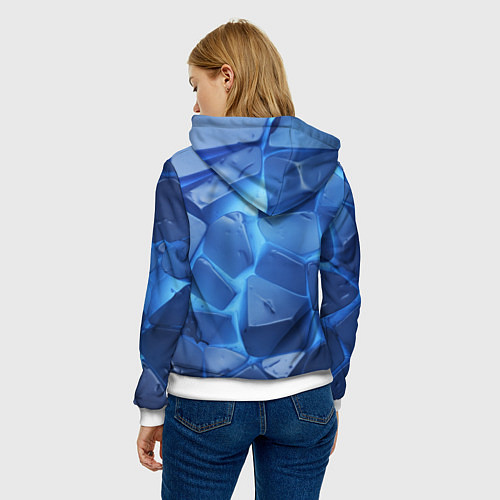 Женская толстовка Синие ледяные плиты с разломом / 3D-Белый – фото 4