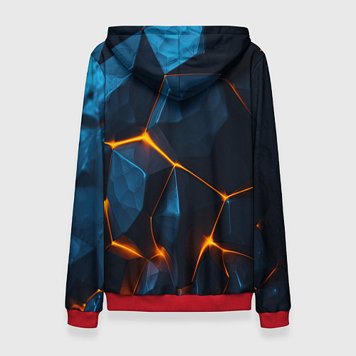 Женская толстовка Разлом плит с оранжевым свечением / 3D-Красный – фото 2