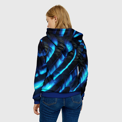 Женская толстовка Неоновая яркая геометрическая абстракция со светом / 3D-Синий – фото 4