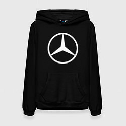 Толстовка-худи женская Mercedes benz logo white, цвет: 3D-черный