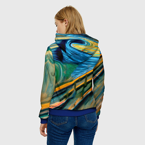 Женская толстовка Робот кричит на картине Эдварда Мунка / 3D-Синий – фото 4