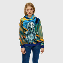 Толстовка-худи женская Робот кричит на картине Эдварда Мунка, цвет: 3D-синий — фото 2