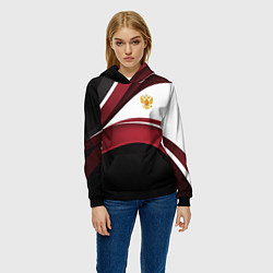 Толстовка-худи женская Униформа Россия - бордовая, цвет: 3D-черный — фото 2