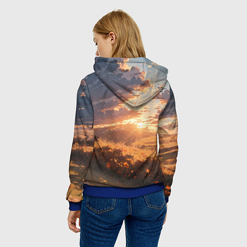 Женская толстовка Вечерний закат - аниме / 3D-Синий – фото 4
