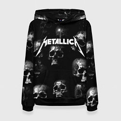 Толстовка-худи женская Metallica - logo rock group, цвет: 3D-черный