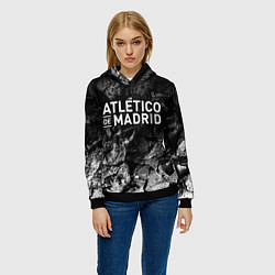 Толстовка-худи женская Atletico Madrid black graphite, цвет: 3D-черный — фото 2