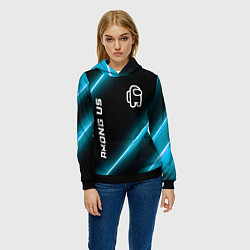 Толстовка-худи женская Among Us неоновые лампы, цвет: 3D-черный — фото 2