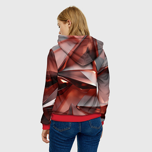 Женская толстовка Рубиновые пирамидки / 3D-Красный – фото 4