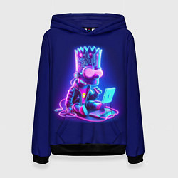 Женская толстовка Барт Симпсон сидит в лэптопе - нейросеть