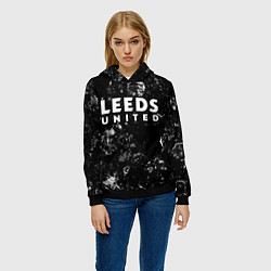 Толстовка-худи женская Leeds United black ice, цвет: 3D-черный — фото 2