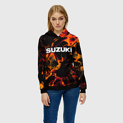 Толстовка-худи женская Suzuki red lava, цвет: 3D-черный — фото 2