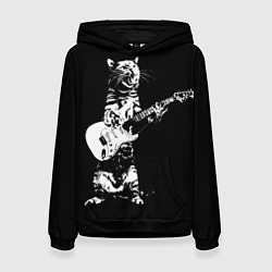 Женская толстовка Кот играет на электрогитаре