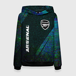 Толстовка-худи женская Arsenal glitch blue, цвет: 3D-черный