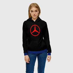 Толстовка-худи женская Mercedes logo red, цвет: 3D-синий — фото 2