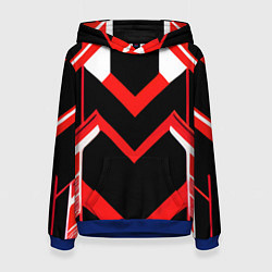 Женская толстовка Красно-белые полосы и чёрный фон