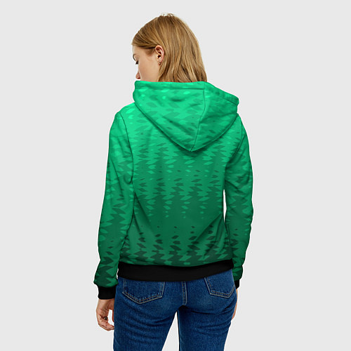 Женская толстовка Зелёный абстрактный градиент / 3D-Черный – фото 4