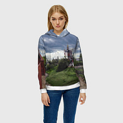 Толстовка-худи женская Торопец Корсунско-Богородский собор, цвет: 3D-белый — фото 2