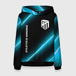 Толстовка-худи женская Atletico Madrid неоновые лампы, цвет: 3D-черный