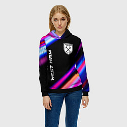 Толстовка-худи женская West Ham speed game lights, цвет: 3D-черный — фото 2