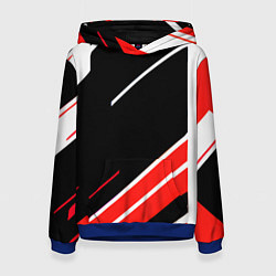 Женская толстовка Бело-красные полосы на чёрном фоне