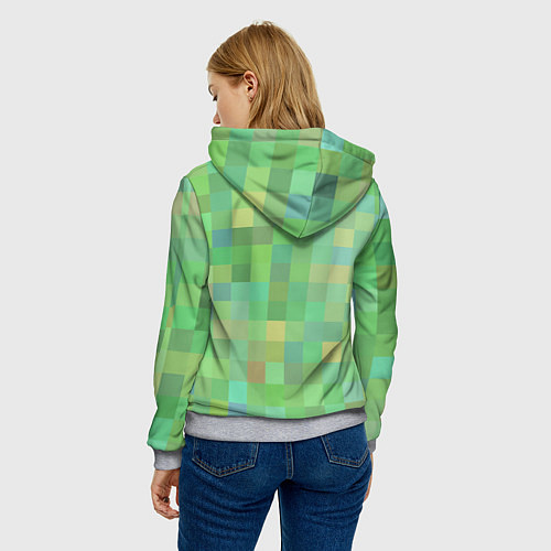 Женская толстовка Пиксели в зеленом / 3D-Меланж – фото 4