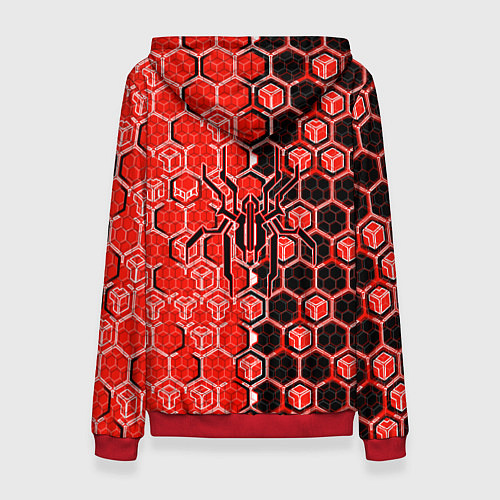 Женская толстовка Техно-киберпанк шестиугольники красный и чёрный с / 3D-Красный – фото 2