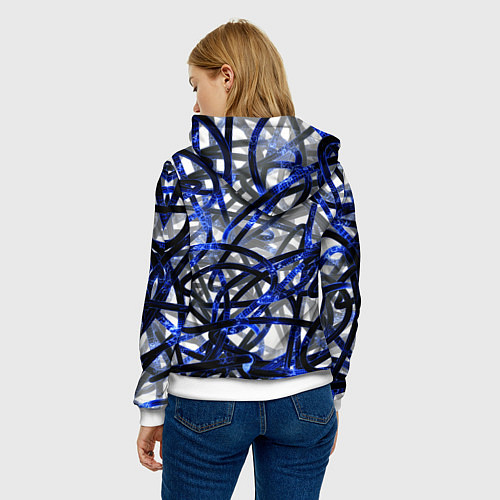Женская толстовка Синие энергетические кабели / 3D-Белый – фото 4