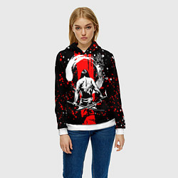 Толстовка-худи женская Самурай с двумя мечами, цвет: 3D-белый — фото 2