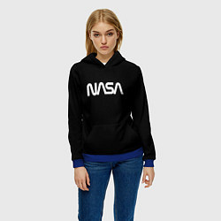 Толстовка-худи женская Nasa white logo, цвет: 3D-синий — фото 2