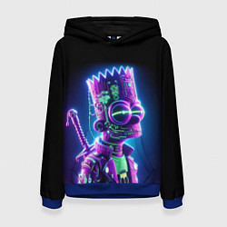 Толстовка-худи женская Bart Simpson cyber ninja - neon glow, цвет: 3D-синий