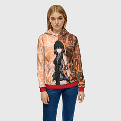 Толстовка-худи женская Грозовые волны - Ровер, цвет: 3D-красный — фото 2