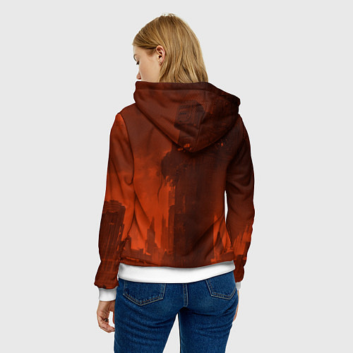 Женская толстовка Ксеноморф в оранжевых тонах / 3D-Белый – фото 4
