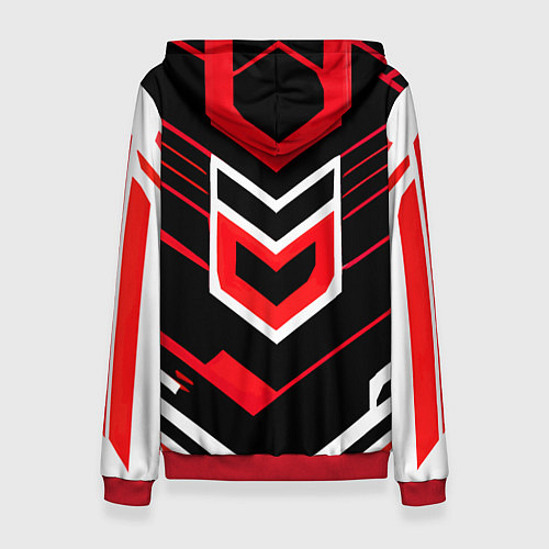 Женская толстовка Полосы и красно-белый шестиугольник / 3D-Красный – фото 2