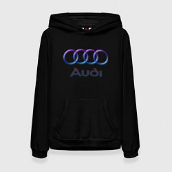 Толстовка-худи женская Audi neon logo, цвет: 3D-черный