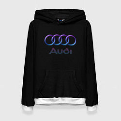 Толстовка-худи женская Audi neon logo, цвет: 3D-белый