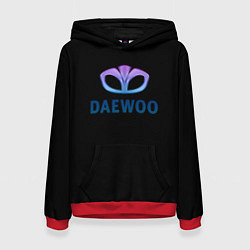 Толстовка-худи женская Daewoo logo neon, цвет: 3D-красный