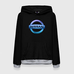 Толстовка-худи женская Nissan logo neon, цвет: 3D-меланж