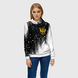 Толстовка-худи женская Герб Росси краски, цвет: 3D-белый — фото 2