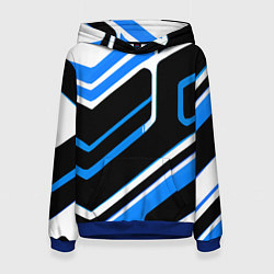 Женская толстовка Бело-синие линии на чёрном фоне
