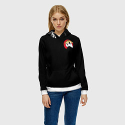 Толстовка-худи женская Кунгфу панда круглый значок, цвет: 3D-белый — фото 2