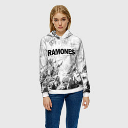 Толстовка-худи женская Ramones white graphite, цвет: 3D-белый — фото 2