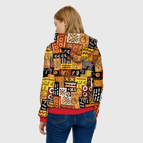 Женская толстовка Африканские этнический коллаж / 3D-Красный – фото 4