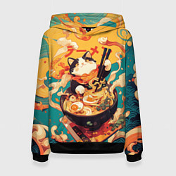 Женская толстовка The cat eats ramen
