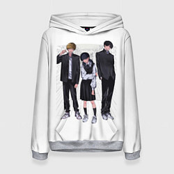 Толстовка-худи женская Человек-бензопила: Манга, цвет: 3D-меланж