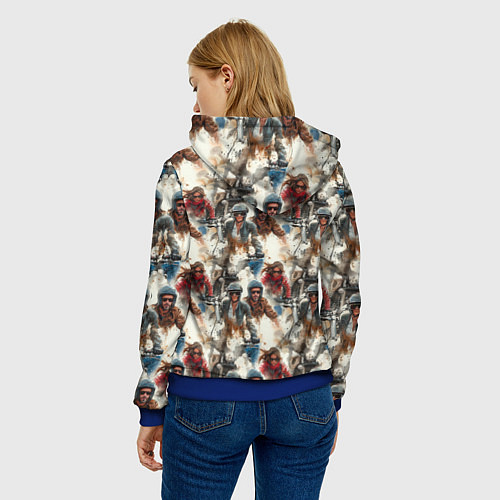 Женская толстовка Акварель -мотогонщики / 3D-Синий – фото 4