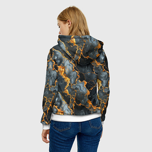Женская толстовка Черный мрамор с золотом / 3D-Белый – фото 4
