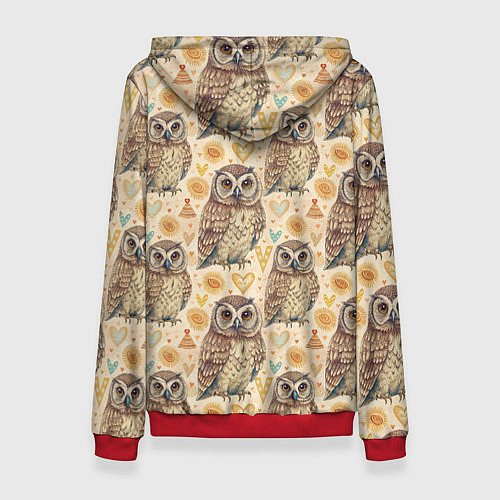 Женская толстовка Совы милые в паттерне / 3D-Красный – фото 2